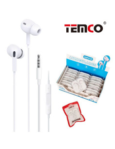 Auriculares universales intrauditivos Jack 3,5 mm estéreo con micro y cajita blancos