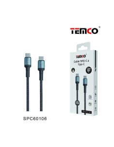 Cable USB nylon 3A compatible carga rápida 60W universal tipo C a tipo C (1 metro)