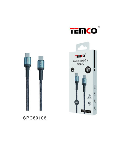 Cable USB nylon 3A compatible carga rápida 60W universal tipo C a tipo C (1 metro)