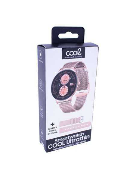 Reloj Smartwatch COOL Ultrathin + 2 correas (Amoled, Llamadas, Ultrafino) rosa