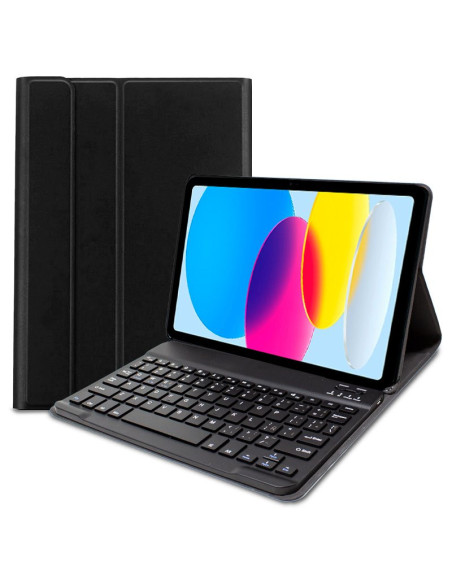 Funda iPad (2022 / 2024) 10.9 Pulg (10 Gen.) iPad 11 (2025-A16) teclado Bluetooth polipiel negra