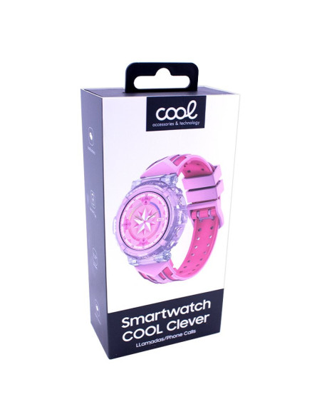 Reloj Smartwatch COOL Clever silicona rosa (Llamadas, Salud, Deporte)