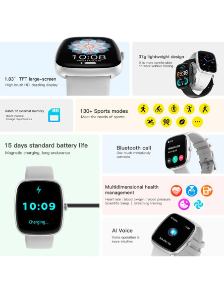 Reloj Smartwatch COOL Border silicona rosa (Llamadas, Salud, Deporte)