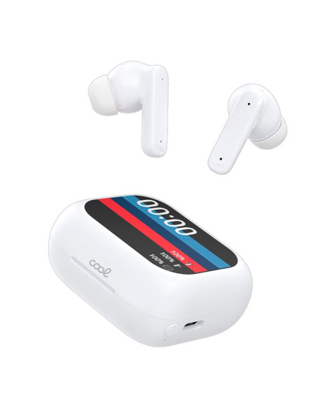Auriculares Bluetooth estéreo Earbuds Lcd COOL Ambient blancos