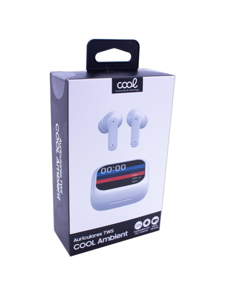 Auriculares Bluetooth estéreo Earbuds Lcd COOL Ambient blancos