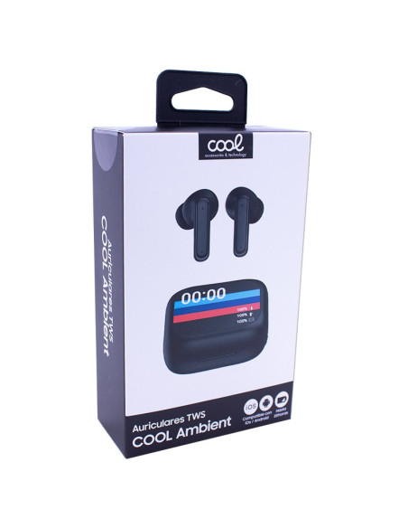 Auriculares Bluetooth estéreo Earbuds Lcd COOL Ambient negros