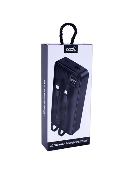 Batería externa universal Power Bank 22.5W 20.000 mAh (Tipo-C / Lightning) COOL negra