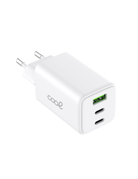 Cargador Red Universal Ultra Fast PD Port x3 (2x Tipo-C + 1x USB) COOL (65W) GaN blanco