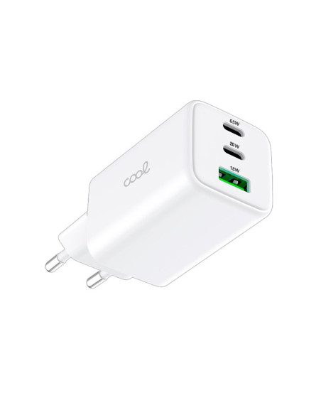 Cargador Red Universal Ultra Fast PD Port x3 (2x Tipo-C + 1x USB) COOL (65W) GaN blanco