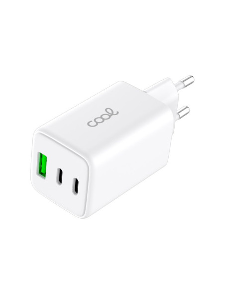 Cargador Red Universal Ultra Fast PD Port x3 (2x Tipo-C + 1x USB) COOL (65W) GaN blanco
