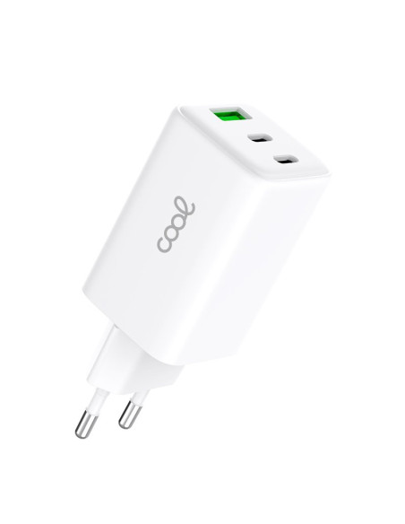 Cargador Red Universal Ultra Fast PD Port x3 (2x Tipo-C + 1x USB) COOL (65W) GaN blanco