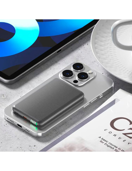 Batería externa universal MAGNÉTICA Power Bank Qi 5000 mAh COOL gris