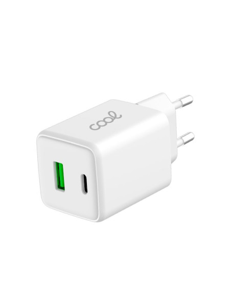Cargador red universal ultra rápido Dual (PD) Tipo C + USB COOL (45W) GaN blanco