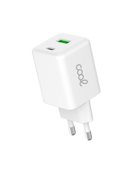 Cargador red universal ultra rápido Dual (PD) Tipo C + USB COOL (45W) GaN blanco