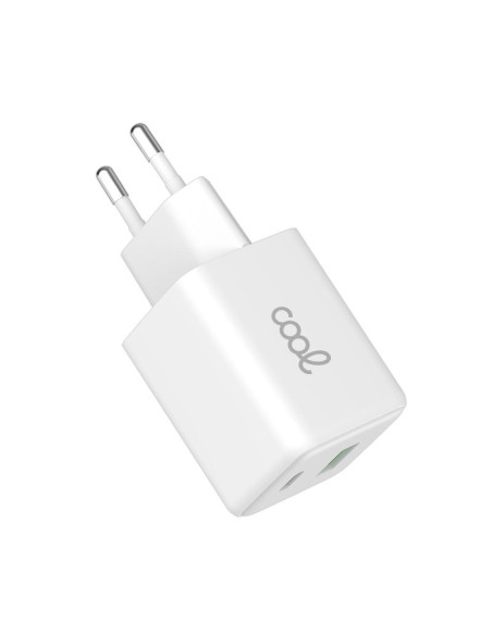 Cargador red universal ultra rápido Dual (PD) Tipo C + USB COOL (45W) GaN blanco