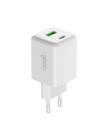 Cargador red universal ultra rápido Dual (PD) Tipo C + USB COOL (45W) GaN blanco