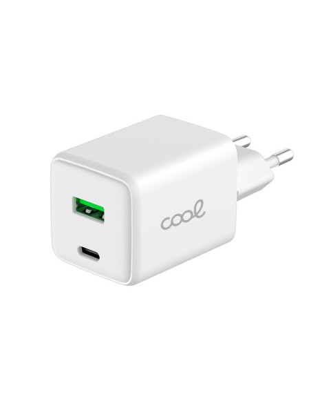 Cargador red universal ultra rápido Dual (PD) Tipo C + USB COOL (45W) GaN blanco