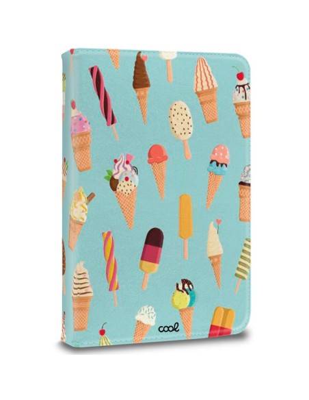 Funda polipiel soporte giratorio universal tabletas 9,7 - 11 pulgadas diseño Helados (Cuadrada)