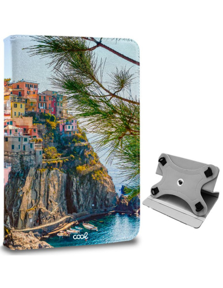 Funda polipiel soporte giratorio universal tabletas 9,7 - 11 pulgadas diseño Italia (Cuadrada)