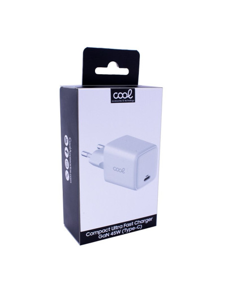 Cargador red universal ultra rápido (PD) Tipo-C COOL (45W) GaN blanco