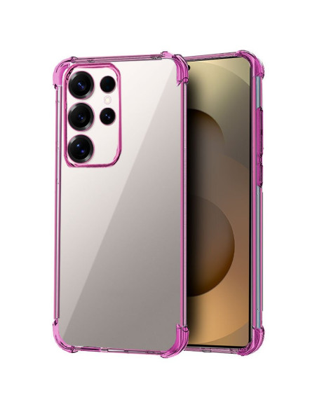Carcasa TPU transparente reforzada Samsung S938 Galaxy S25 Ultra Electro rosa