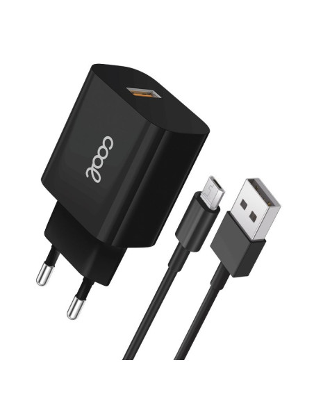 Cargador red conector micro USB COOL universal 2,4 Amp lote 2 en 1 negro