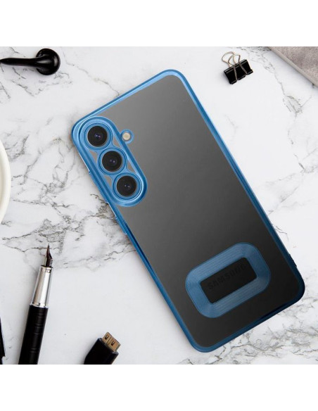 Carcasa TPU Xiaomi Redmi A3 borde metalizado azul