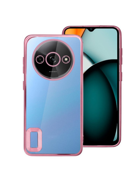 Carcasa TPU Xiaomi Redmi A3 borde metalizado rosa