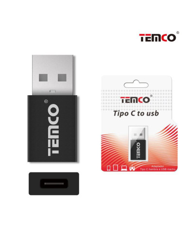 Adaptador conector USB tipo C a USB A universal negro