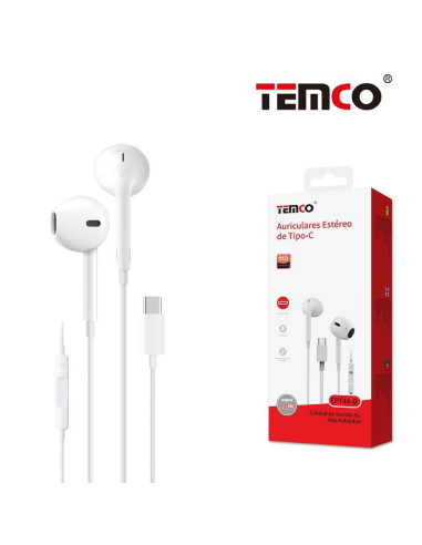 Auriculares estéreo intrauditivos Tipo C con micrófono EPT44 blancos