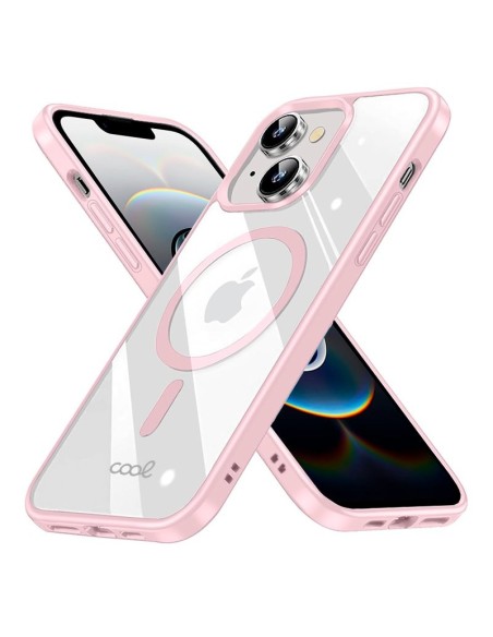 Carcasa TPU transparente iPhone 16e magnética borde rosa