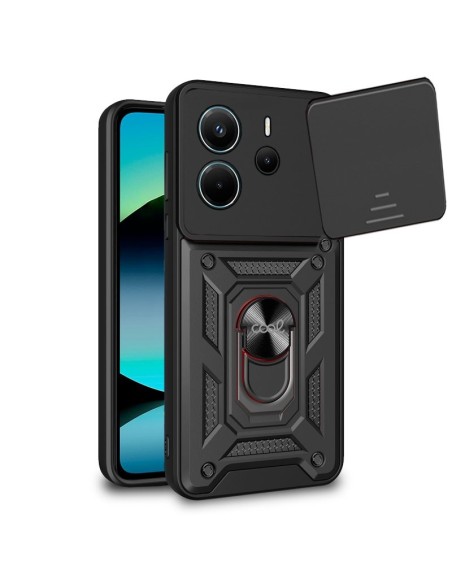 Carcasa reforzada cama TPU Xiaomi Redmi Note 14 anilla negra