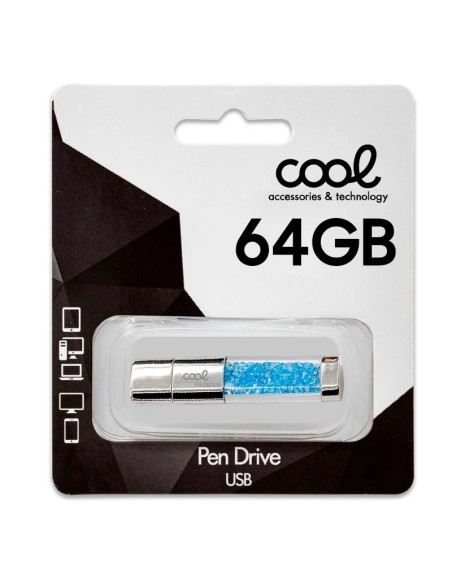 Pen Drive llavero USB 3.0 64 GB Cool Crystal celeste