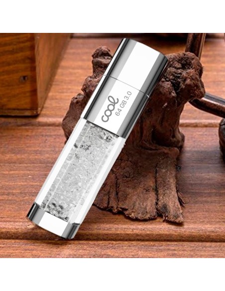 Pen Drive llavero USB 3.0 64 GB Cool Crystal blanco