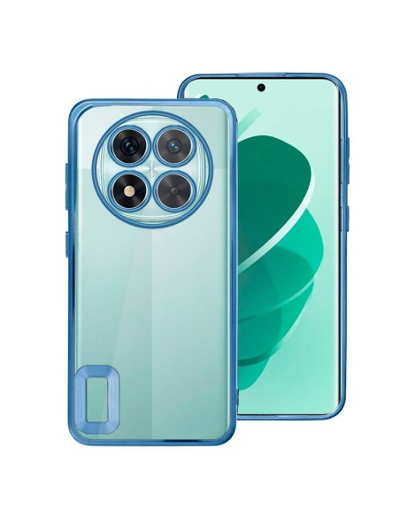 Carcasa TPU transparente Xiaomi Redmi Note 14 Pro 5G / Note 14 Pro Plus 5G / Poco X7 borde metalizado azul