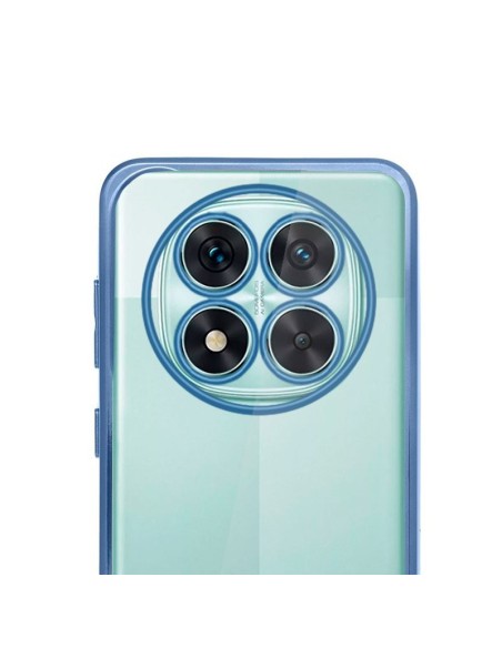 Carcasa TPU transparente Xiaomi Redmi Note 14 Pro 5G / Note 14 Pro Plus 5G / Poco X7 borde metalizado azul