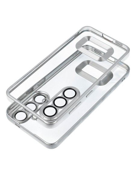 Carcasa TPU transparente Xiaomi Redmi Note 14 Pro 5G / Note 14 Pro Plus 5G / Poco X7 borde metalizado plata