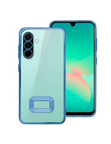 Carcasa TPU transparente Samsung A266 Galaxy A26 5G borde metalizado azul