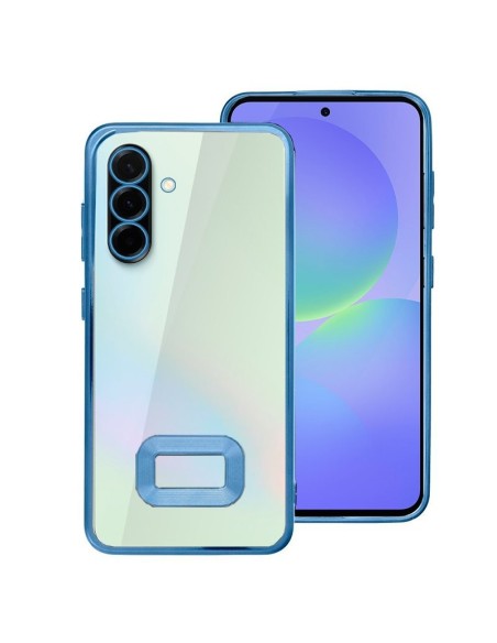 Carcasa TPU transparente Samsung A366 Galaxy A36 5G borde metalizado azul