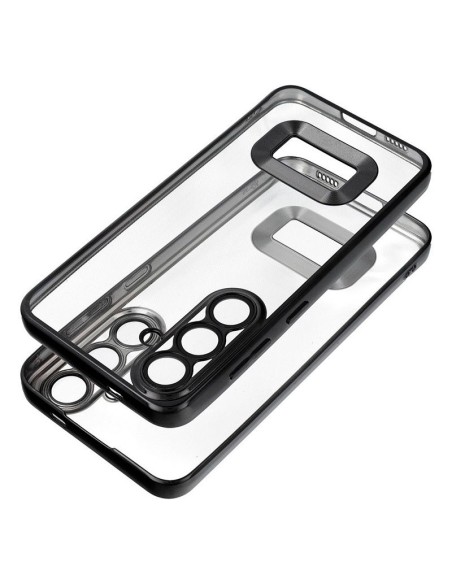 Carcasa TPU transparente Samsung A566 Galaxy A56 5G borde metalizado negro