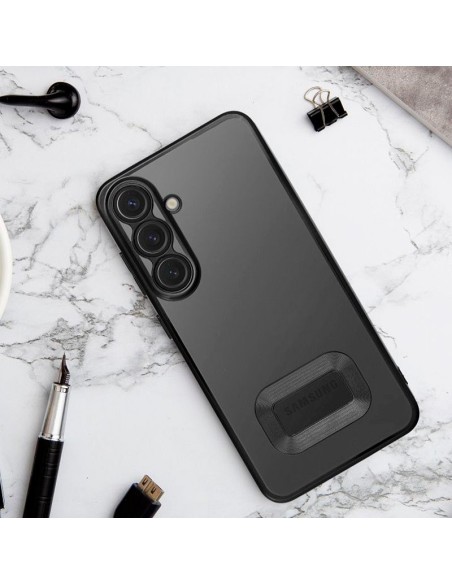 Carcasa TPU transparente Samsung A566 Galaxy A56 5G borde metalizado negro