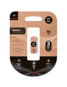 Pendrive 16 GB USB 2,0 Tech One Tech Pro Smart Clip llavero blanco y beige