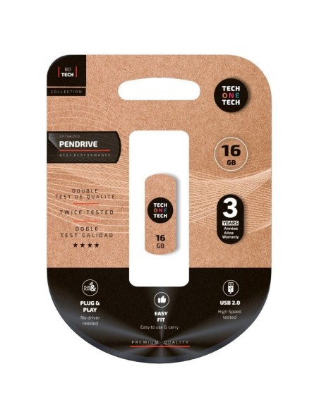 Pendrive 16 GB USB 2,0 Tech One Tech Pro Smart Clip llavero blanco y beige