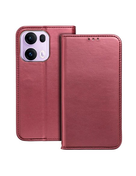 Funda libro soporte TPU Oppo Reno 13 Pro 5G roja burdeos