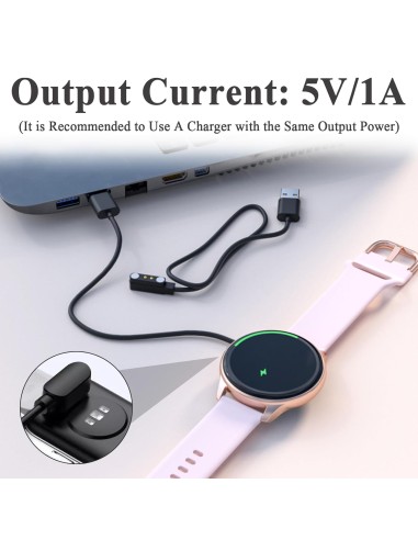 Cable compatible carga magnética para smartwatch universal 4 mm negro