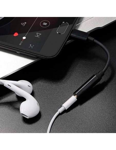 Adaptador universal conector tipo C a Jack 3,5 mm blanco