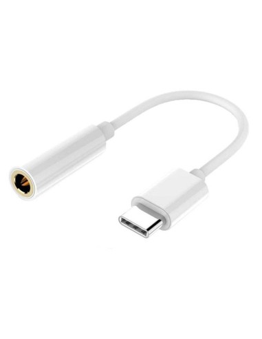 Adaptador universal conector tipo C a Jack 3,5 mm blanco