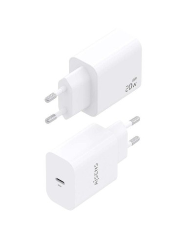 Cargador red universal toma USB tipo C Aisens (20W) GaN blanco