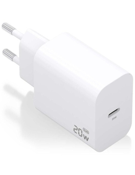 Cargador red universal toma USB tipo C Aisens (20W) GaN blanco