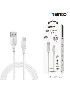 Cable USB universal tipo C compatible carga rápida hasta 5 A (1 metro) blanco